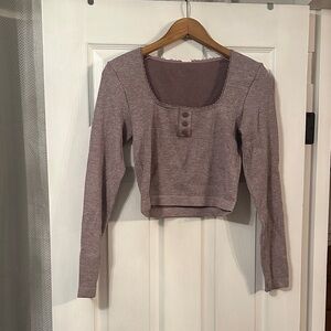 Fabletics Mauve Buttoned Long Sleeve Top